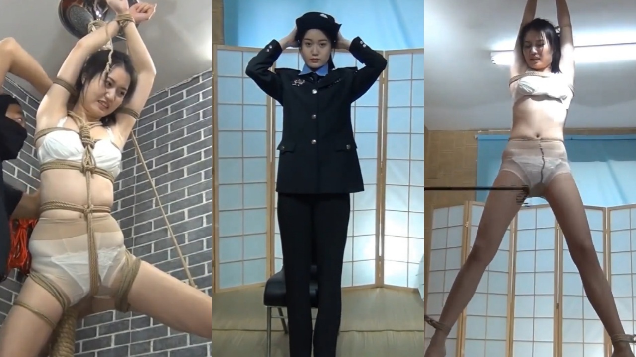 高冷警花捆绑悬空表情管理直接失控 充满了刺激和满足感反差感  